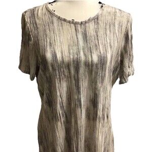 Women’s Keyhole Back Brush Striped short sleeve Day To Night Blouse Size Large